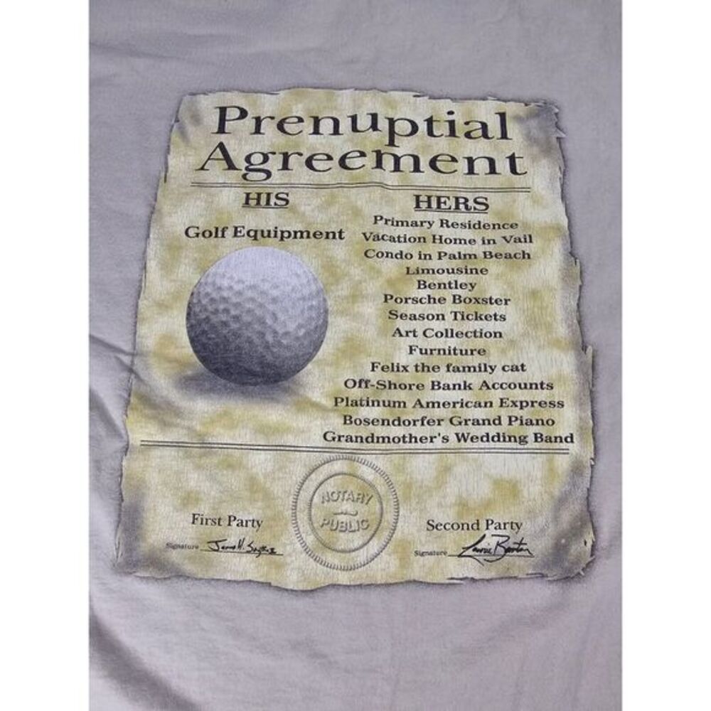 Vintage Golf Shirt‎ Mens Large Prenuptial Agreement Funny Short Sleeve Fore